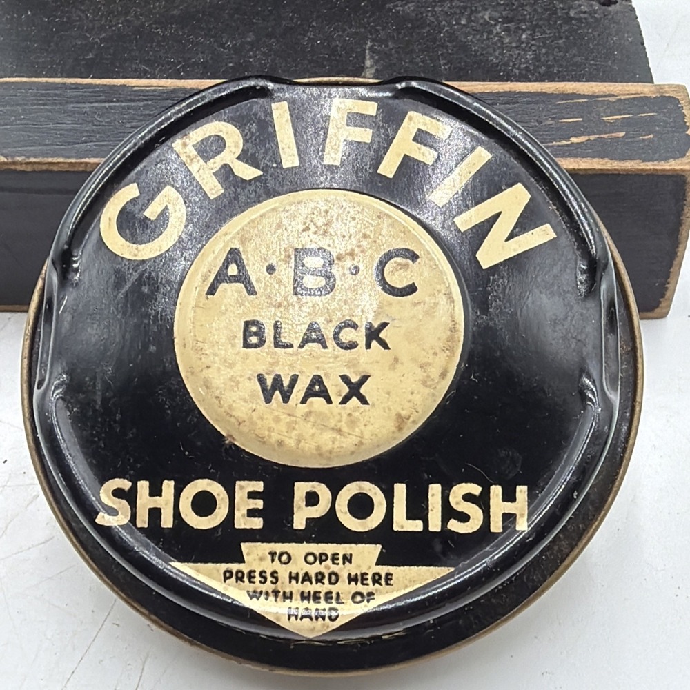 Vintage Advertising Tin GRIFFIN ABC Shoe Polish Black Wax 90% Full